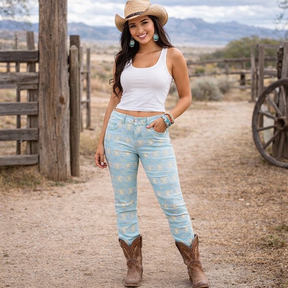 Rue 21 Southwestern Aztec Pastel Jeans Juniors Size 11/12